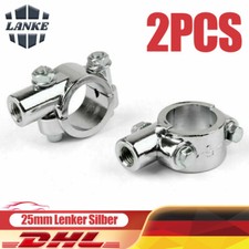 2xM10 Motorrad Spiegelschelle Spiegelhalter Halter Spiegel 25mm Lenker Silber DE