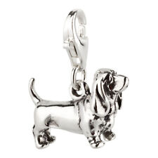 Charm / Anhänger Hund Basset Hound 3 mit Karabinerverschluß 925 Sterling Silber