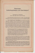 Natursonne, Kohlenbogenlampe oder Quarzlampe, von Dr. Hugo Bach