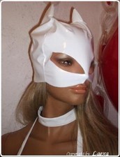 Weiße Lack Maske Katzenmaske