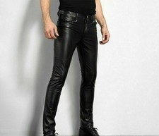 DE Herren Wetlook Leder Hose lang Enge Kunstlederhose Slim fit Leggings Clubwear