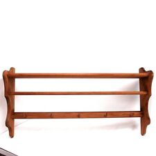 Wandboard Holz massiv 94 cm 5 Holzhaken Wandregal Vollholz Küche Hängeregal