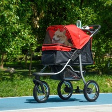 PawHut Hundewagen Hundebuggy Katzen Pet Stroller mit 3 Rädern klappbar Rot