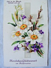 Postkarte Ansichtskarte Blumenstrauß Kunst Konfirmation Religion Glückwunsch AK