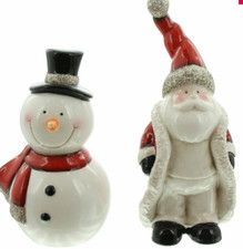 Weihnachtsdekoration, Schnee & Weihnachtsmann, Porzelanfigur, 2'set Bemalt