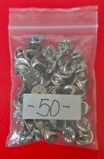 50 Pin-Verschlüsse - Anstecker silbern - badge clips - butterfly clip