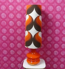 70er Jahre Stehlampe hoch Flower Power beleuchteter GlasFuß ORANGE retro 70s