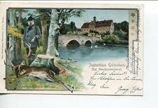 AK Jagdschloss Grillenburg,König von Sachsen auf der Jagd (1765),1902, Tharandt
