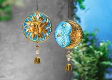 Solar-Windspiele "Sole + Luna", 2er-Set LED Beleuchtung Deko Gartendeko