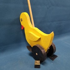Vtg Wood Walking Chick Baby