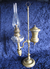 Prunkvolle Petroleumlampe KOSMOS BRENNER  Messing / Glas Öllampe ca 1885 Vintage