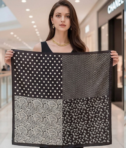 Seidentuch 90x90 schwarz - , grau