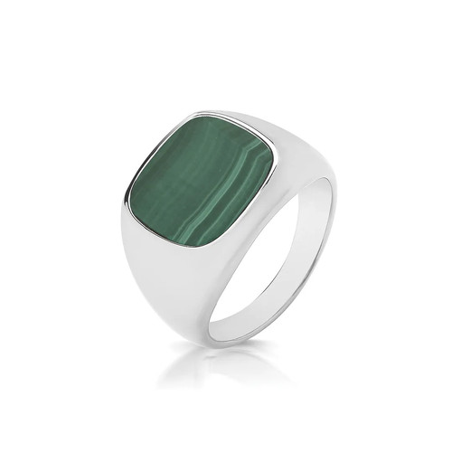 Triple cushion malachit - malachit, ring