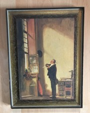 Carl Spitzweg Bild Kunstdruck im Holzrahmen  der Schreiber 19 X 28 cm