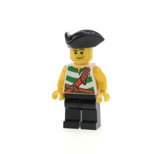 1x Lego Minifigur Pirates II Pirat grün weiß Dreispitz Hut Seemann 6240 pi106