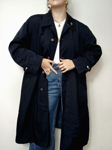 Vintage trenchcoat blau lang - trenchcoat,