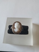 Jugendstil 800 Silber Ring  Muschel Gemme Kamee Frauenbüste Antikschmuck