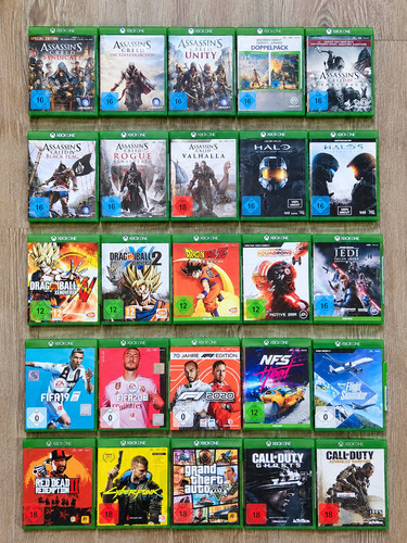 Große xbox spielsammlung - große, xbox-spielsammlung