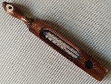 Antikes sehr altes Thermometer ca. -1 bis ca. 65 °C Holz + Glas, Lebensmittel ?