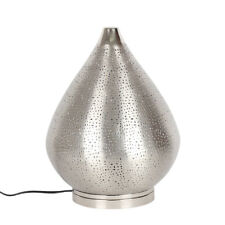 Orientalische Tischlampe Nachttischlampe Tropfenform indische Lampe silber 37cm