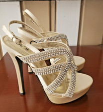 Damen Pumps Riemchen Strass