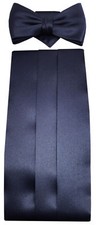 TigerTie Kummerbund Einstecktuch Fliege 3-teilig in Dunkelblau Marine - Schärpe