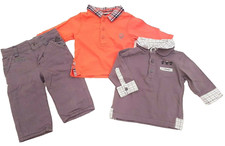 Obaibi 3tlg. Jungen-Set Gr. 56/62 (60) Thermo-Hose 2x Langarmshirt Kragen-Shirt
