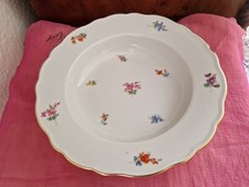Meissen Porzellan Streublümchen + Goldranddekor 1 Suppenteller D 24 cm