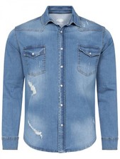 Herren jeanshemd blau 013a - jeanshemd, rc-013a