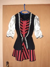 Piratenkostüm für Mädchen Gr. 116, 4-6 Jahre mit Hut Schwert Pistole Fernrohr ua