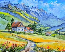 Bergidylle Ölmalerei 25x20 cm