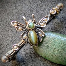 Pin Insekt Brosche Silber Turmalin Perle alt Victorian alt antik c. 1900