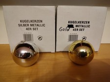 2 x 4 Stück Kugelkerzen, Gold + Silber, unbenutzt