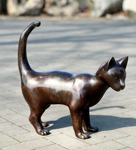 Bronzefigur katze stehend xxl - katze,