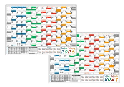 Rainbow wandkalender din - din, a2