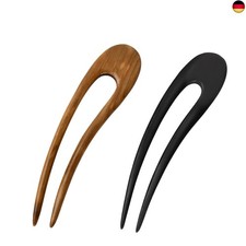 2 Stück U-Förmige Haargabel, 15.5 cm Sandelholz Haarnadeln, Holzhaarstöcke für H