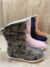 Damen Stiefeletten warm gefüttert Boots Stiefel Winter Tarn Schlupf NEU ST854