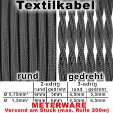 Adrig textilkabel - 3-adrig,