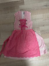 Isar-Trachten Mädchen-Dirndl pink/rosa/weiß kariert Gr. 116 + 3 Schürzen
