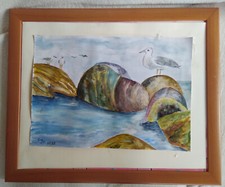 ORIGINAL AQUARELLBILD -"Meereslandschaft" , 40x30 cm   neu