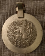 TSV 1860 MÜNCHEN Krug Keramik, GÖBEL, Zinndeckel, 9,5 cm, guter Zustand, SELTEN