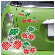Kirschen Rockabilly SET Aufkleber Sticker Auto Cherry  Digitaldruck rot DA444