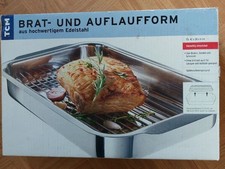 TCM Bratform Auflaufform Edelstahl Bräter Silber 42x28x6 cm Ofenform