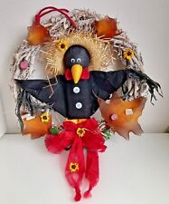 Türkranz in leuchtenden Herbstfarben 50cm mit Rabenscheuche Herbst Vogelscheuche