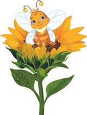 Aufkleber Biene auf Blume