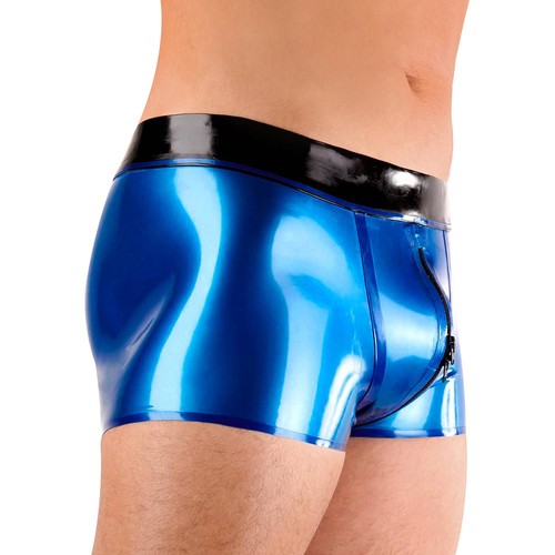 Metallic blau latex shorts - metallic,