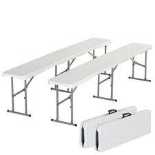 Skandika Klappbank Masi 2er-Set Gartenbank recyceltes HDPE klappbar weiß B-Ware