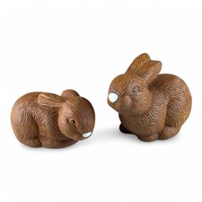 2er Set Hasenfiguren Osterdeko ? sitzend & liegend Keramik Kaninchen Frühling