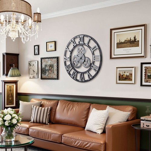 Große wanduhr vintage holz - große,