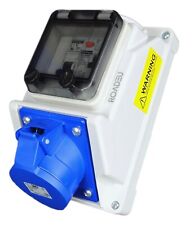 Steckdose und FI Schutzschalter CEE 16A 3P, Wandsteckdose mit Leistungsschalter